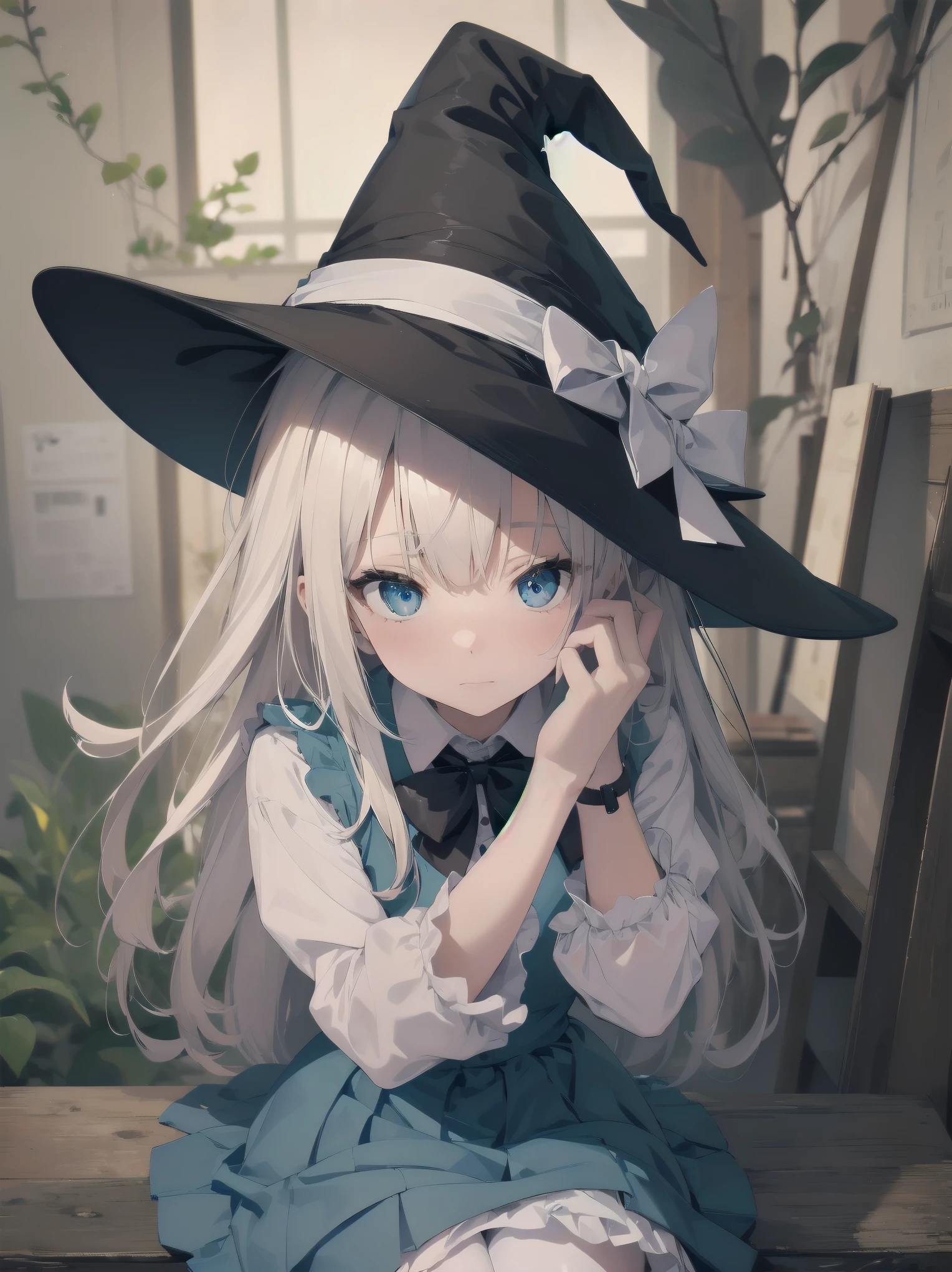 🎶, (🧙♀️), ✡, ✨(black hat), , Alice in Wonderland, Alone, very beautiful, cute, adorable, embarrassed, alone, blue eyes, white skin、look at viewer、looking up, kawaii tech, pastel colors, kawaii, cute colors, Alice in Wonderland, alone, very beautiful, cute, adorable, embarrassed, alone, blue eyes, white skin, skirt lift