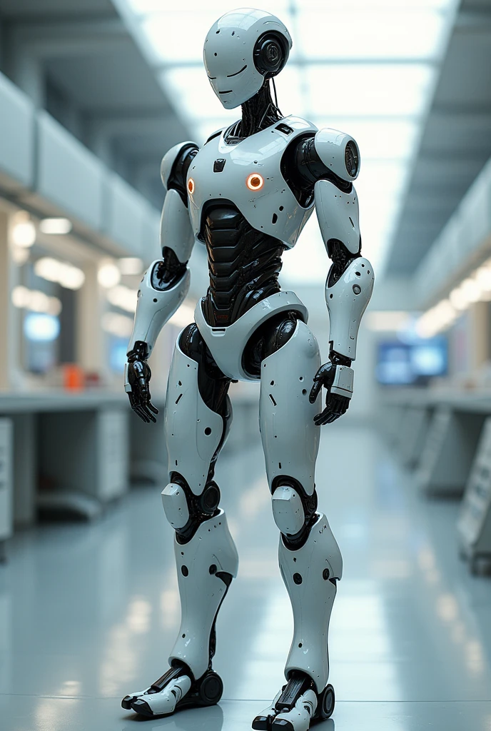 Draw me a picture of a robot and point out the following parts: servomotors,Touch, battery, operating system, programming, Storage, Chassis, robotic arm, coordination, solar cells,motor, processor