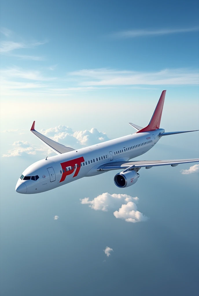 An airplane with “PT” written in red on the side.