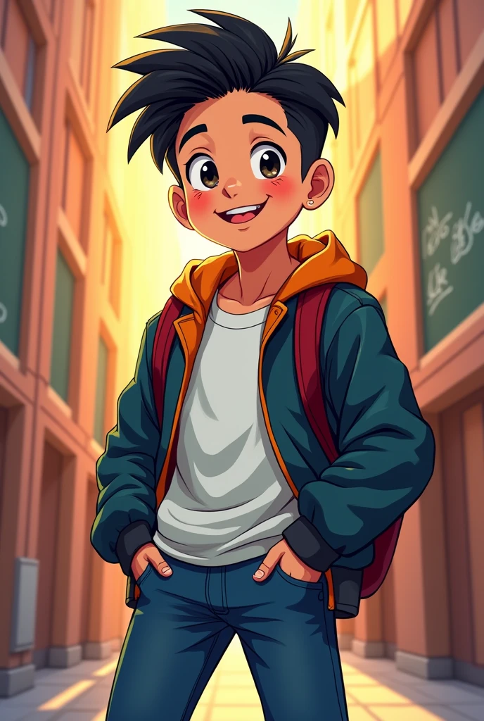 Super handsome super cool Asian school boy (cartoon)