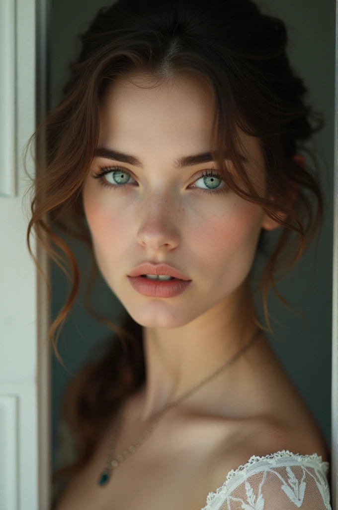 Very beautiful woman staring at the camera
