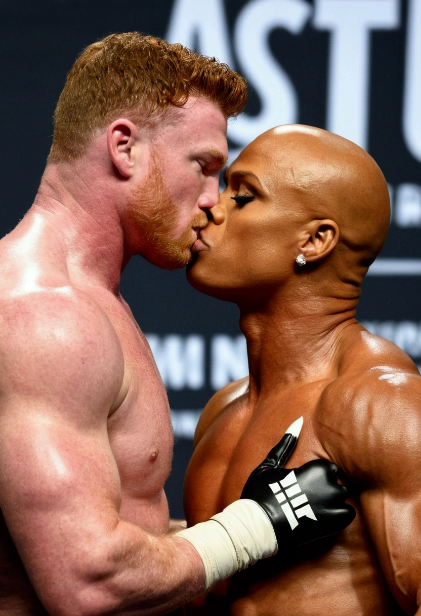 Boxer Canelo Alvarez muscular nude and RuPaul passionately kissing