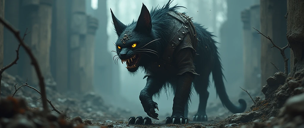 Khajiit demon with piercing in dark souls setting