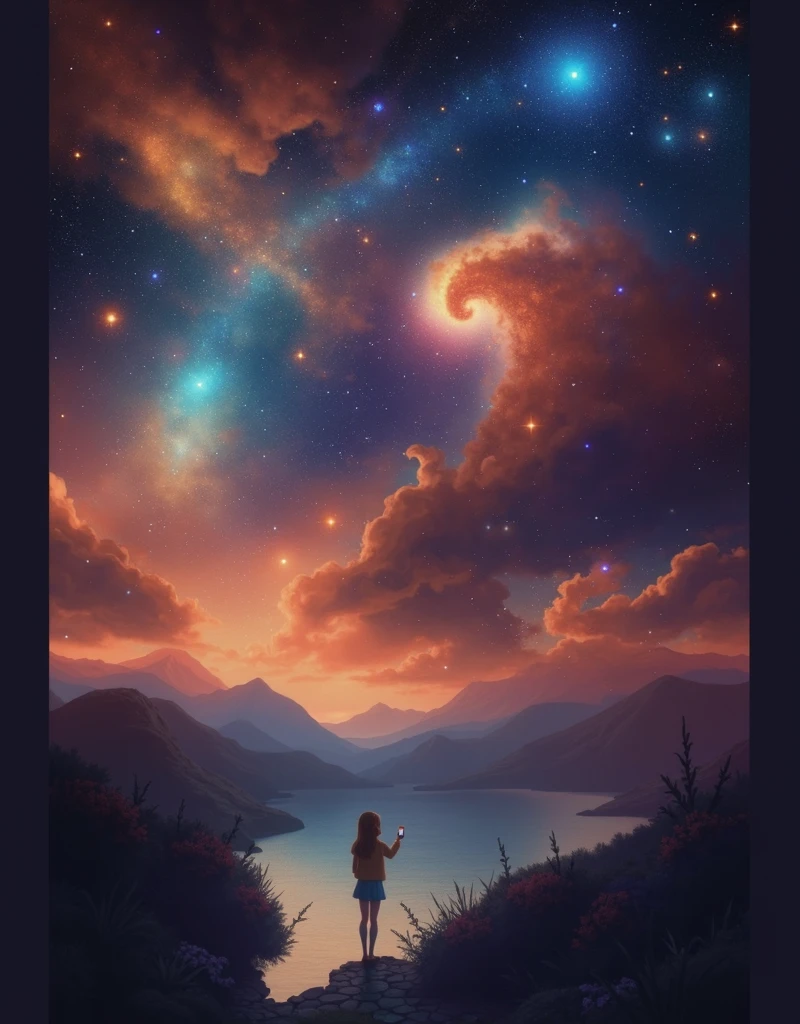 (((The night sky should be filled with shining constellations, Create a dark and mysterious atmosphere, A sky full of bright stars))),Picture of an animated couple,night,(Starry sky:1.5),(Bright stars:1.5),Female figure in a picturesque garden,Male figure in a cozy private room,Have lively chats via universal messaging apps,This picture should be lovely,Charming charm,Couples having a pleasant conversation in their respective locations
