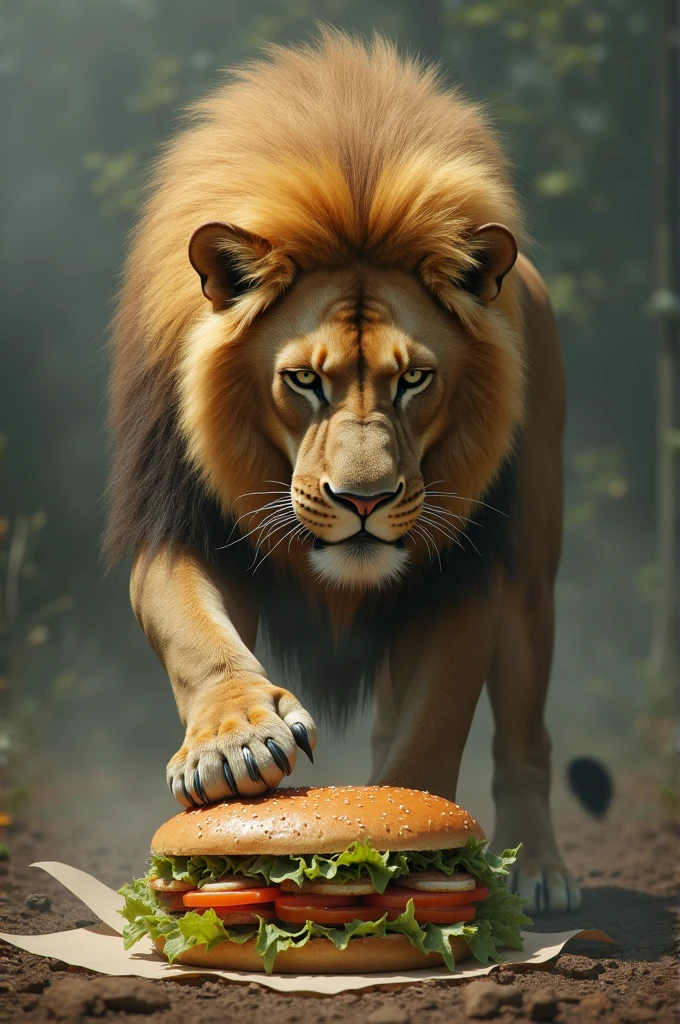 A lion having sex with a sandwich