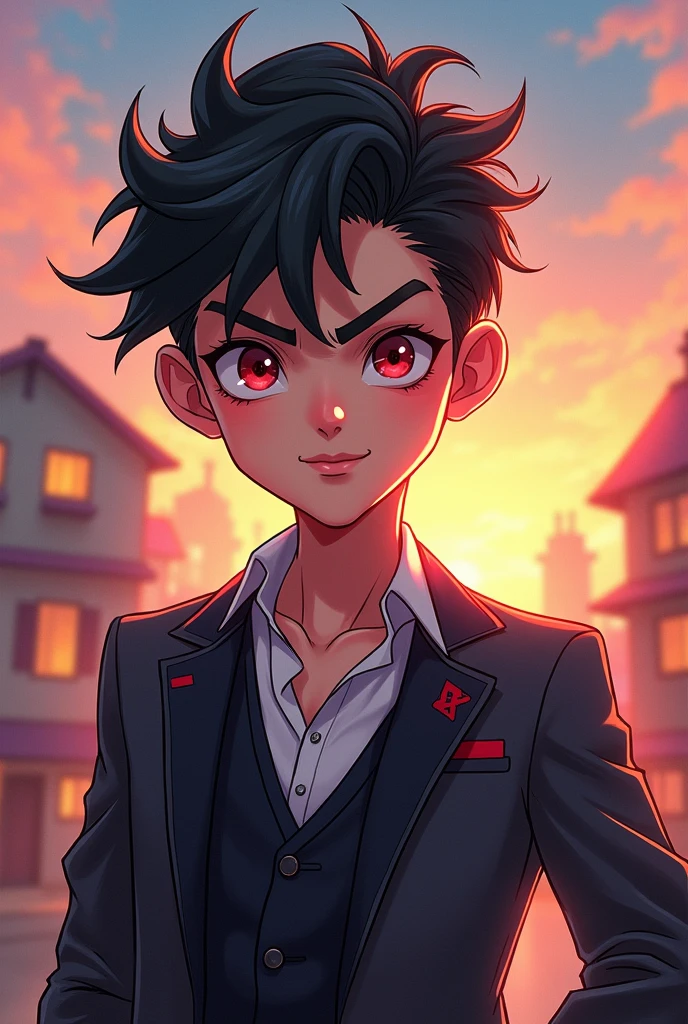 Super handsome Asian student, bloodshot., naughty (cartoon)