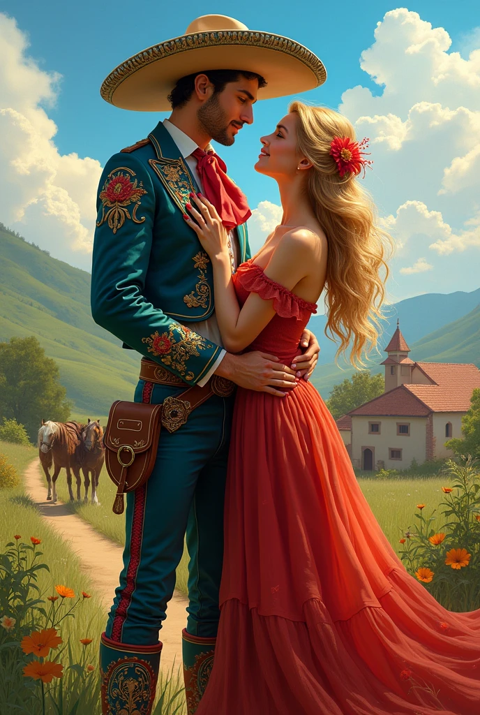 BLONDE BLUE EYED CHARRO FROM JALISCO WITH HIS GIRLFRIEND