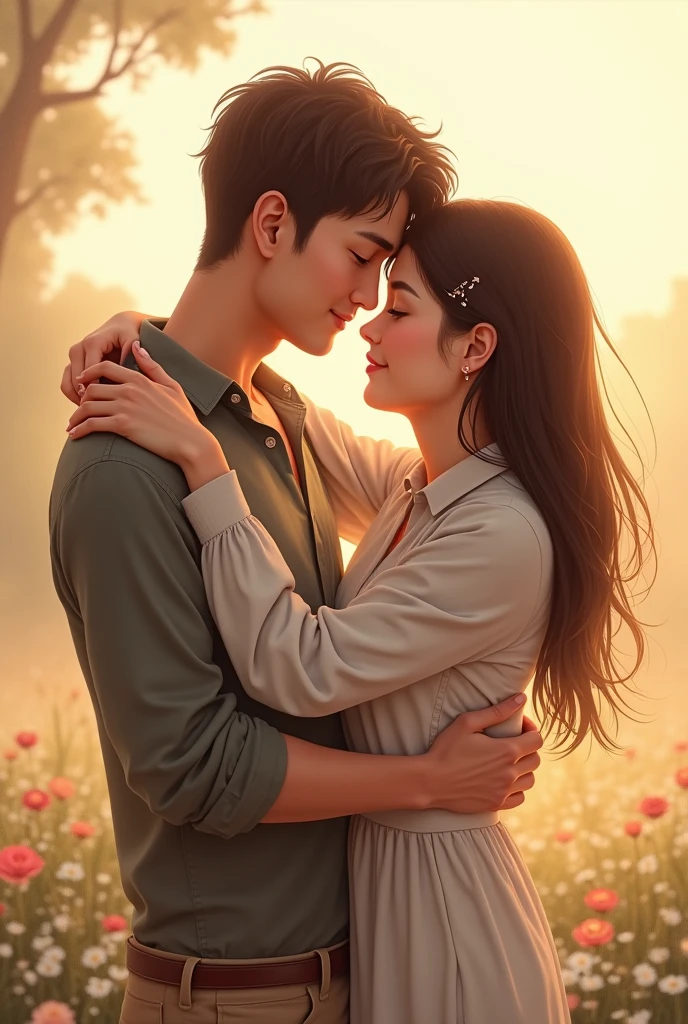 Two people hugging each other with a lot of love