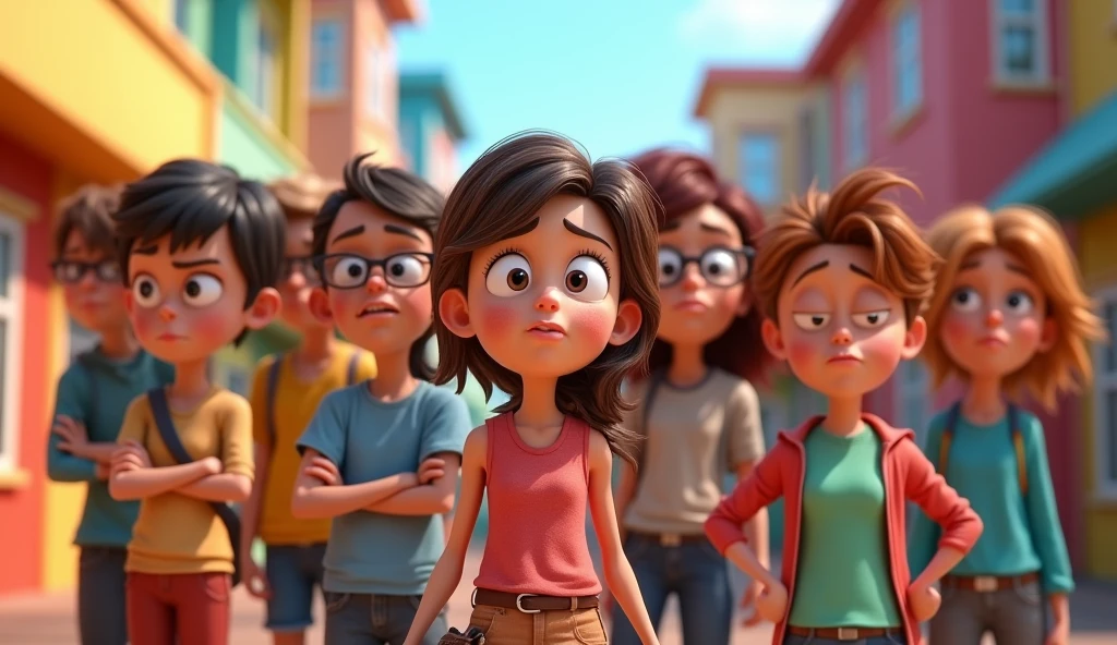 Im Stil von Pixar 3D-Animation filmen. A group of annoyed people.