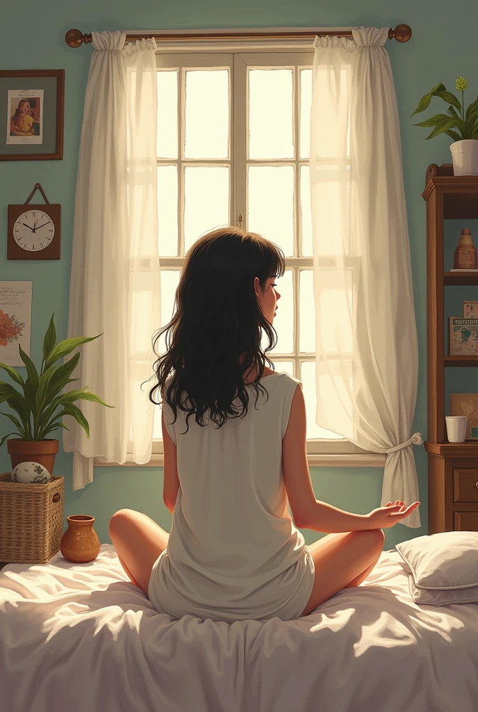 girl in her room horizontal image drawing