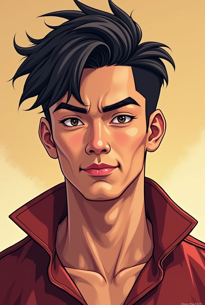 Asian man, excessive handsome, naughty, cool (cartoon)