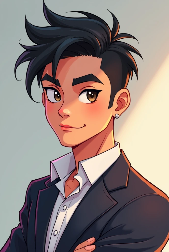 Asian young man, excessive handsome, naughty, cool (cartoon)