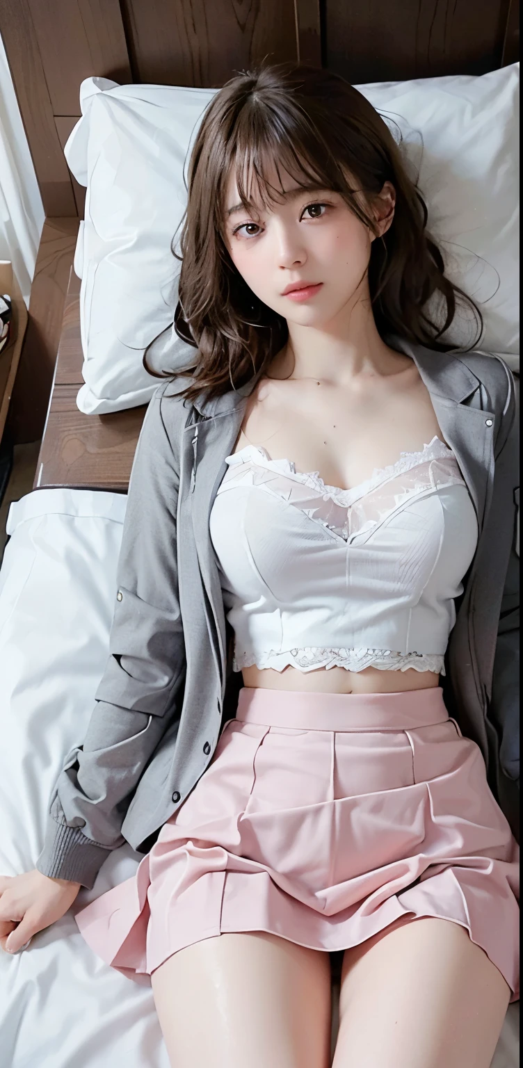 ((highest quality、table top、8k、best image quality、very intricate and detailed details))、1 female、lying on the bed、(Please sleep on your back:1.upine position in bed:1.3)、(lying face up on the bed:1.3)、(Sng the upper body from directly above:1.3)、(perfect anatomy:1.3)、(look at me perfectly、slightly narrowed eyes、perfect eyes、expression of climax :1.in shiny wweat、perfect sweat、wet and shiny skin:1.05)、(dark night、romantic lighting、slight night light illumination、late night bedroom)、、woman upskirt and Showing pties,detailed panties,detrilled panties sh、tall、Brown hair、,sweat,w,((1boy)), beautiful, masterpiece, best quality, extremely detailed face,perfect lighting,penis, (((sex))), , 8k uhd, dslr, soft lighting, quality,deled skin,blurry,(cross-eyed:1.2),(((woman is wearing gray jacket and tight skirt)))、, 、tall、Brown hair、,sweat,wet skin,((1boy)), beautiful, masterpiece, best quality, extremely detailed face,perfect lighting,penis, (((sex))), , 8k uhd, dslr, soft lighting, high quadetailed s,blurry,(cross-eyed:1.2),fullbody,((gray jacket tops and tight long skirt)),from behind,(((pink slim and tight long skirt))),(((pencil skirt)))