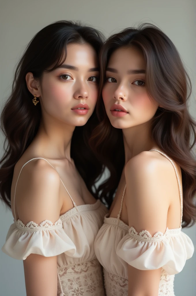 Gaby beautiful a little cordita, White skin,dark brown hair and Marlen brunette, vorgogne colored hair, slim. love