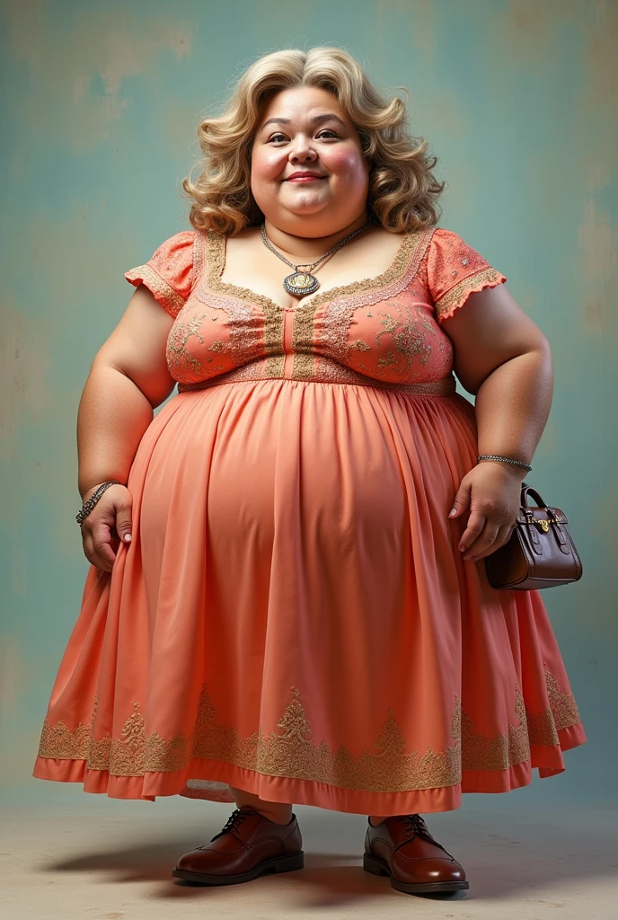 Fat man, dressed as a woman