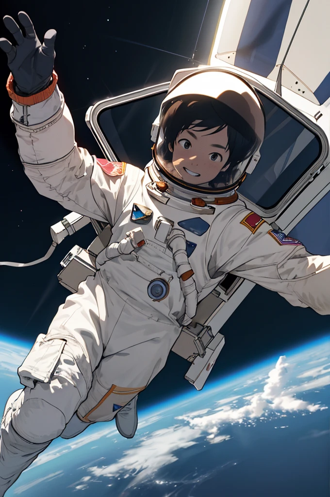 The astronaut celebrating. high resolution, high resolution,