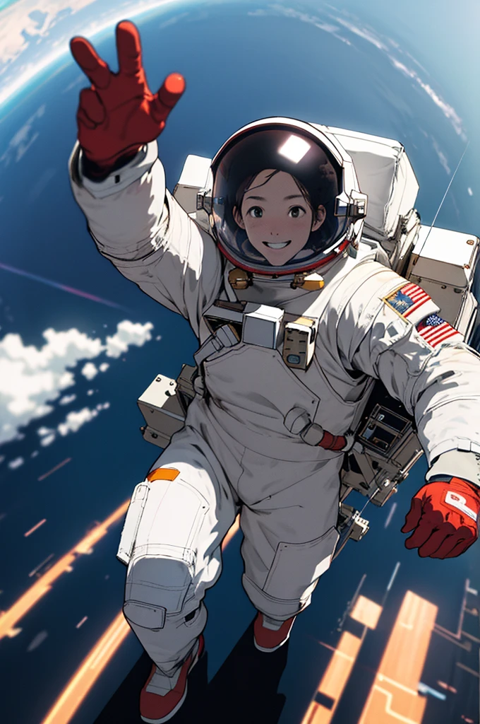 The astronaut celebrating. high resolution, high resolution, 