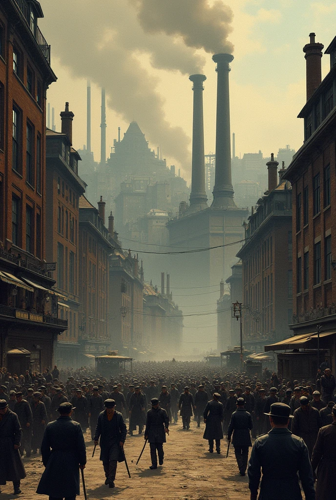 An image of the growth of large cities from the book The Condition of the Working Class in England