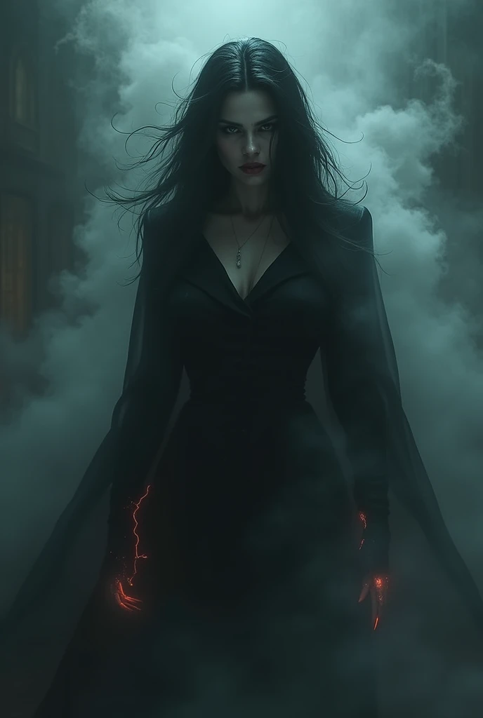 Evil woman with smoke floating