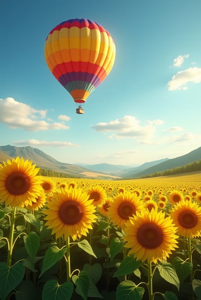 Sunflower field and balloon