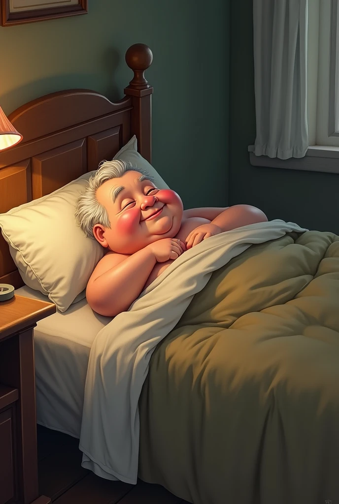 Chubby, male,cute, bara, sleep, bed, old man