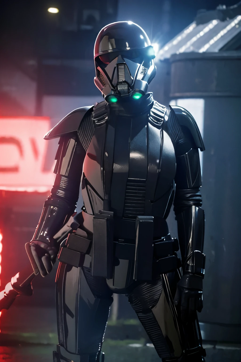 girl, star wars Deathtrooper, big thighs sexy teen, with helmet, doing sexy pose