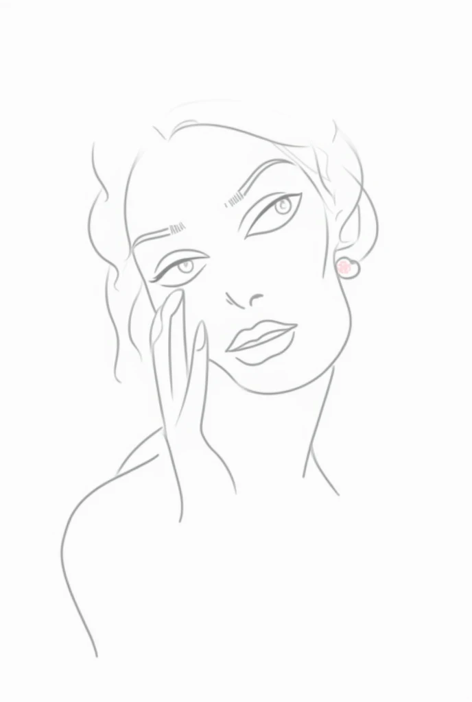 Minimalist drawing in lines and without shadows of a woman's face done with long nails and pretty eyelashes to use as a logo