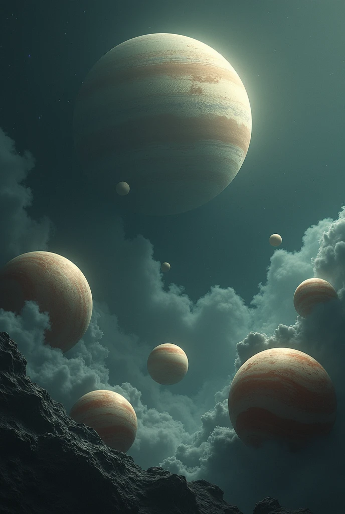 5 planets, with an expression of sadness 