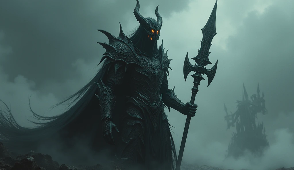 Horrifying to the depths of the soul, a gloomy Valkyrie in a world of depressive dark fantasy