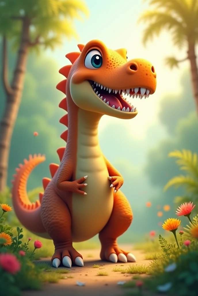 The dinosaur left very happy