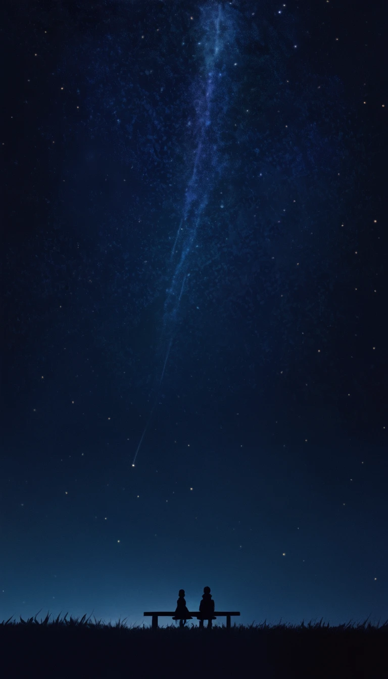 (((Sitting on a bench looking up at the night sky:1.37、Sitting on a bench looking up at the night sky:1.2、Looking at the night sky:1.37、A little dark)))、one person's、Extremely delicate facial and skin texture、White Summer Knitwear、Black long skirt、Everyday Scenes、Pleasant sunshine、In perfect harmony with nature、relaxation、(((A dignified summer night sky、Full of stars、milky way、一筋のshooting star、shooting star:1.7)))、Young people、15 years old、Highest quality、masterpiece