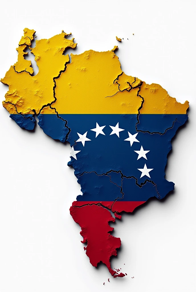 Venezuela map with flag colors