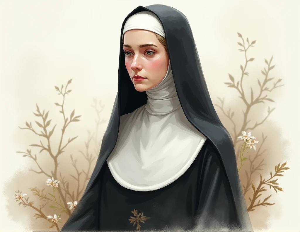 nun painted in watercolor style