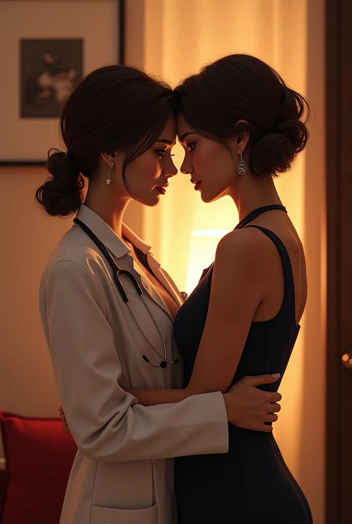 Gaby , high, White skin,Dark brown hair, doctor and Marlen brown skin, short, vorgogne colored hair, slim, chef, love