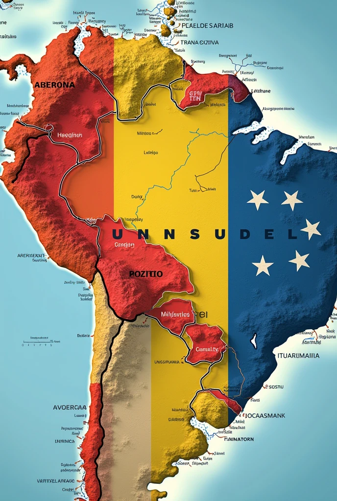 Map of Venezuela with flag colors