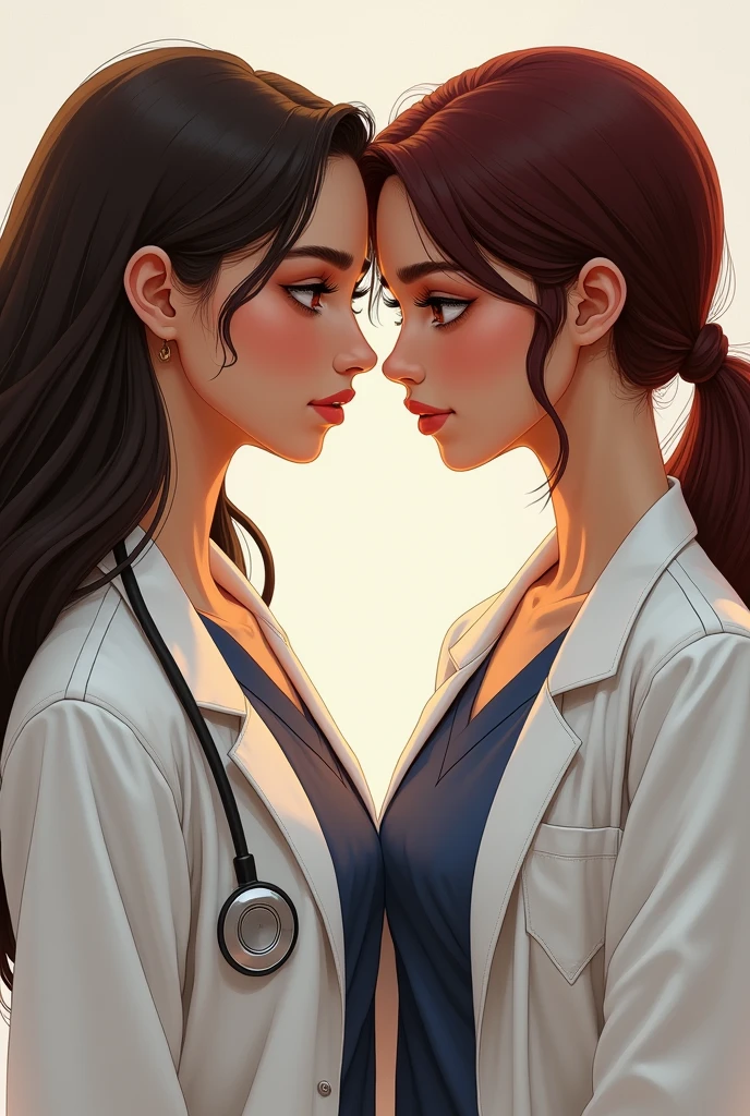 Gaby , high,  White skin,Dark brown hair, doctor and Marlen brown skin, low, vorgogne colored hair, slim, chef, love