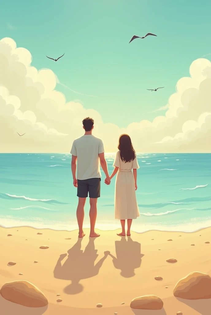 couple looking at sand