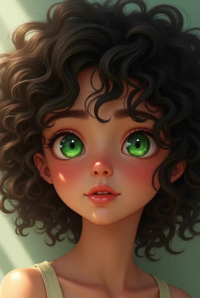  curly hair green eyes 