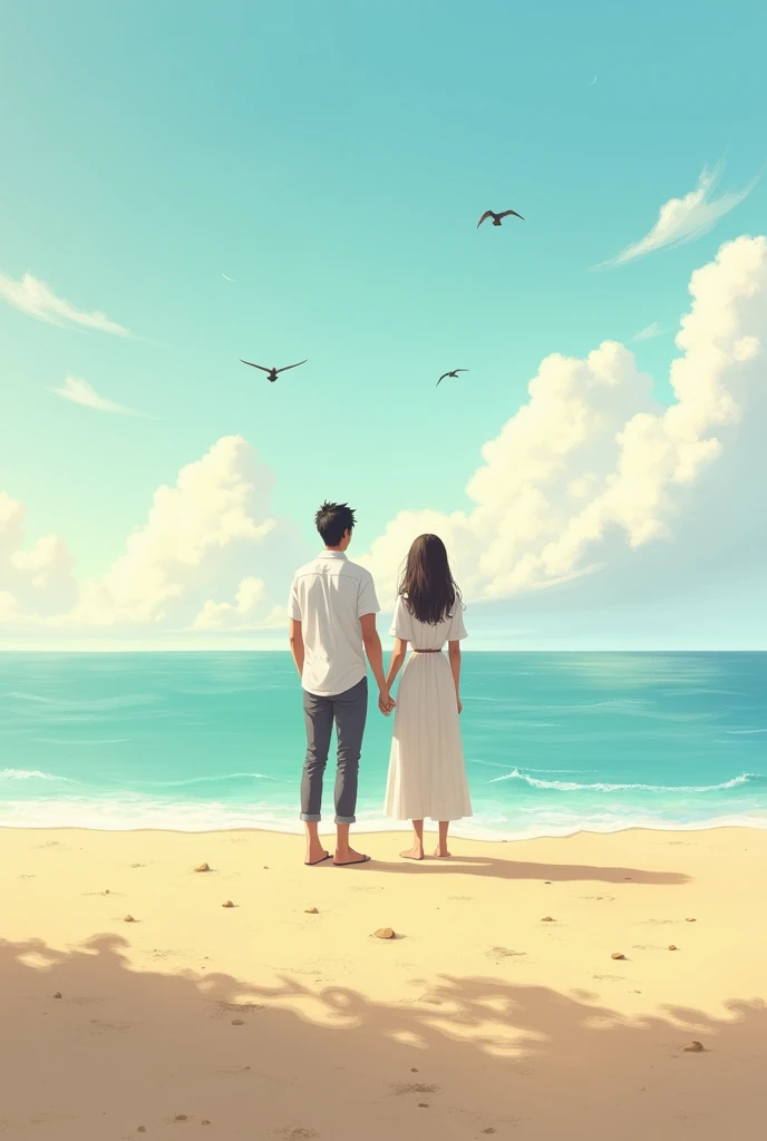 couple looking at sand
