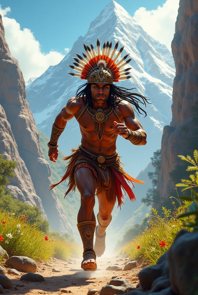 Animated Peruvian Inca Warrior Running