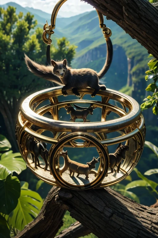 There are natural with wild animals living inside a ring