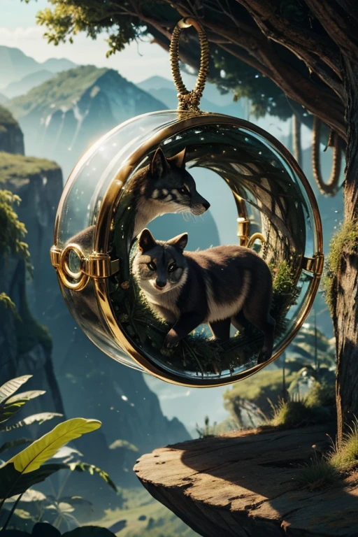 There are natural with wild animals living inside a ring 