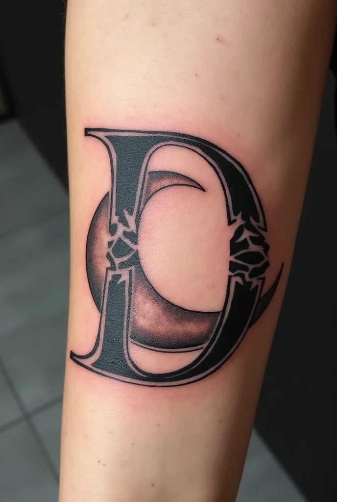 Letter D with a moon for tattoo