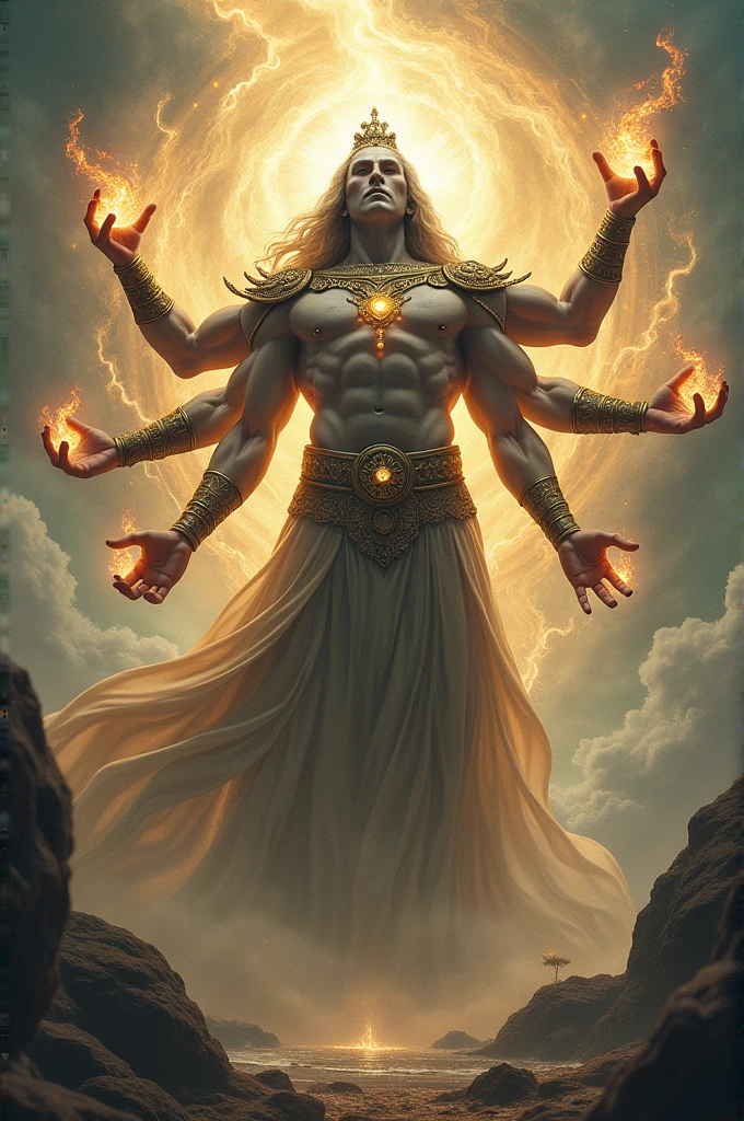 Four-armed man God