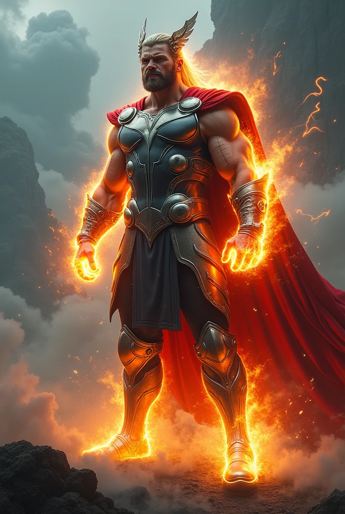 fire man with thor armor