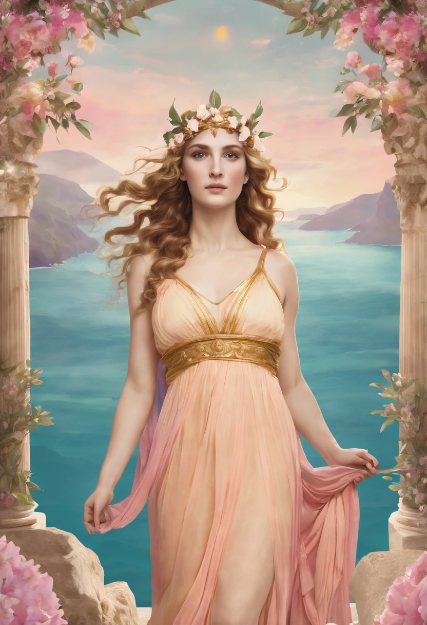 Aphrodite Goddess of Love and Beauty Greek Mythology Digital Download Printable Poster, Roman Mythology, Pastels, Romance, Nature Goddess