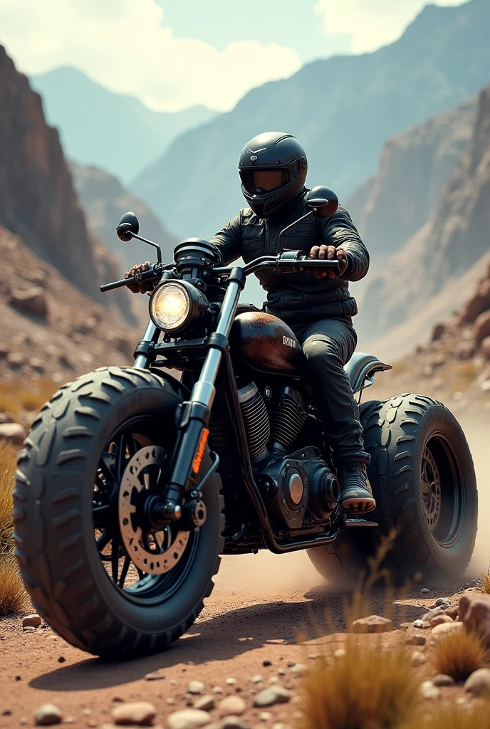 Create an image of a motorcycle with big wheels