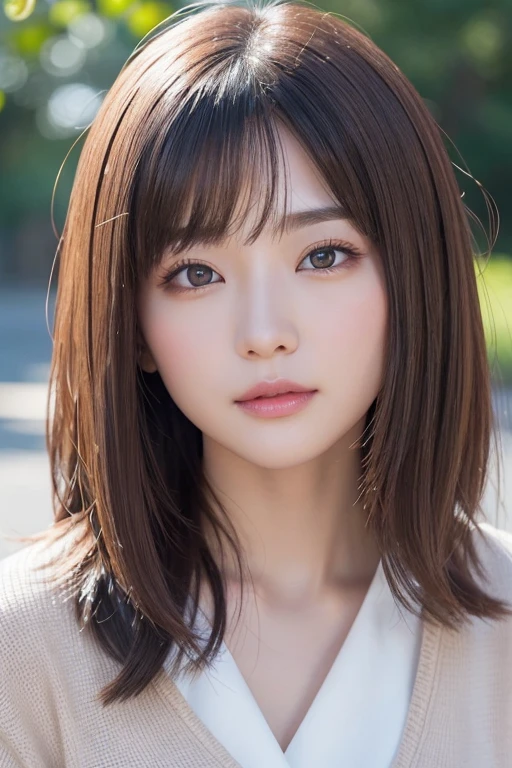 High-quality, ultra-realistic portraits。She has strong eyes and a beautiful face.。The facial contours are sharp、Gives an intelligent impression。Eyes are large、Her deep eyes are impressive、Eye makeup is done in a natural way。The nose is high、In a smooth manner、The lips are natural in colour and have a moderate thickness.。The skin is transparent、Has a healthy glow。Makeup is natural、Use a subtle lip color。The lighting is soft and natural.、Accentuating facial features、Does not emphasize shadows。The background is simple and has a blurred gradient.、Focus on the face。