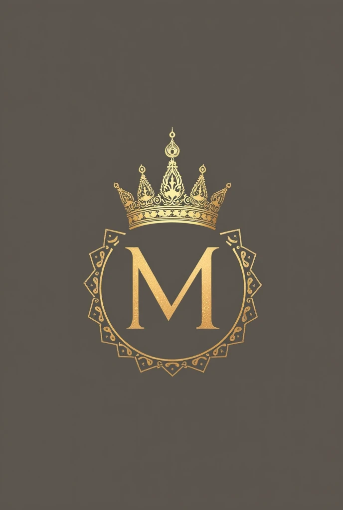 An family emblem resembling the reign of Mughal Empire throughout history and it is to be made into an family mark which is luxurious and minimal with crown of emperors not 3d with the initial M