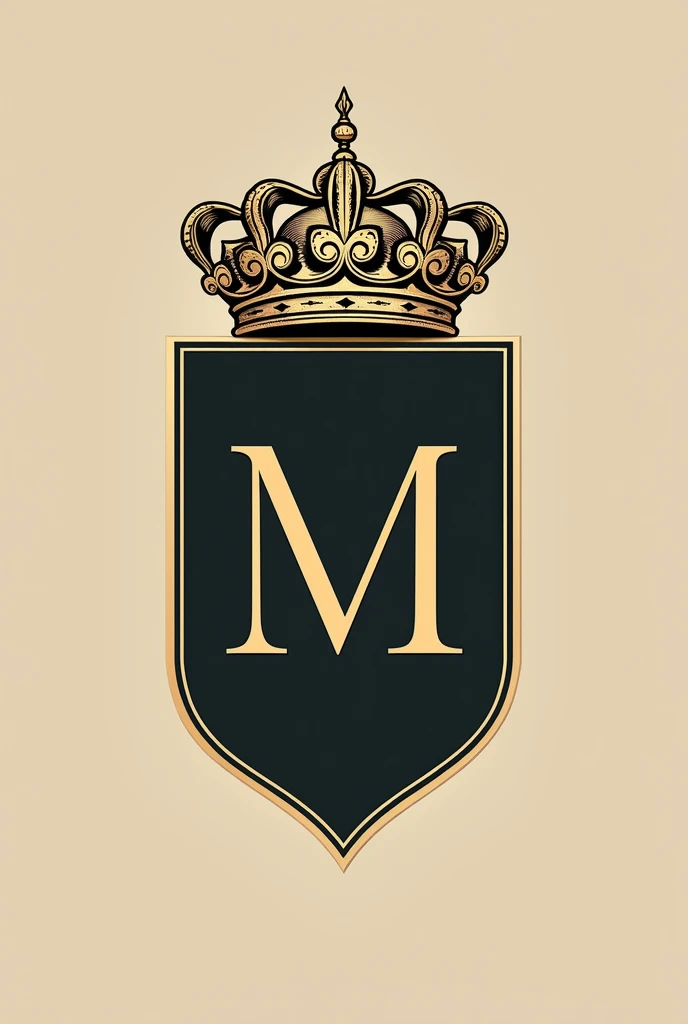An family emblem resembling the reign of Mughal Empire throughout history and it is to be made into an family mark which is luxurious and minimal with crown of emperors not 3d with the initial M